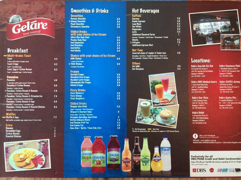 Gelare singapore menu updated