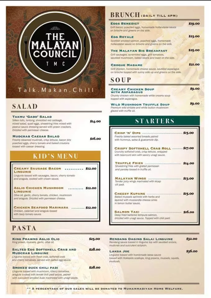 Malayan Council cafe updated menu singapore
