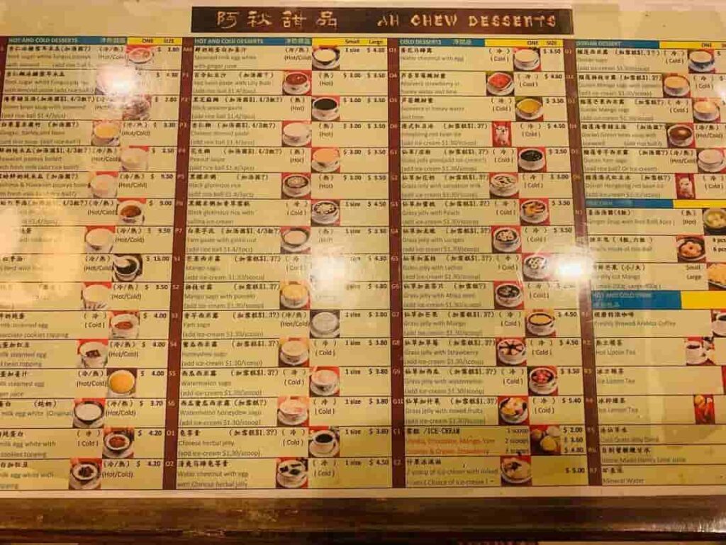 Ah Chew Desserts Menu Price List